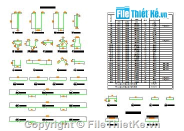 Bản vẽ cầu dầm I,Bản vẽ chi tiết cầu dầm I,Bản vẽ dầm I khổ 18 đến 33,chi tiết dầm I,các loại dầm I